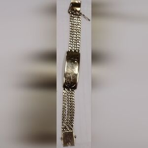 Men's Etched Bracelet, 14 Karat Gold Plated, 8.5 Inches Long